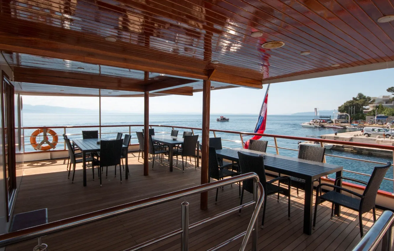 Photo wallpaper interior, cruise ship, main deck, cruise Split, dining room, table