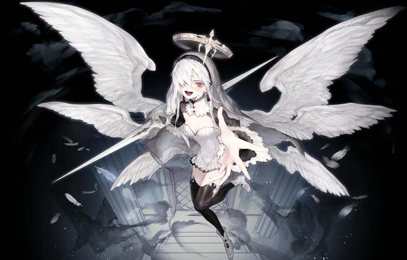 Photo wallpaper girl, angel, anime, art