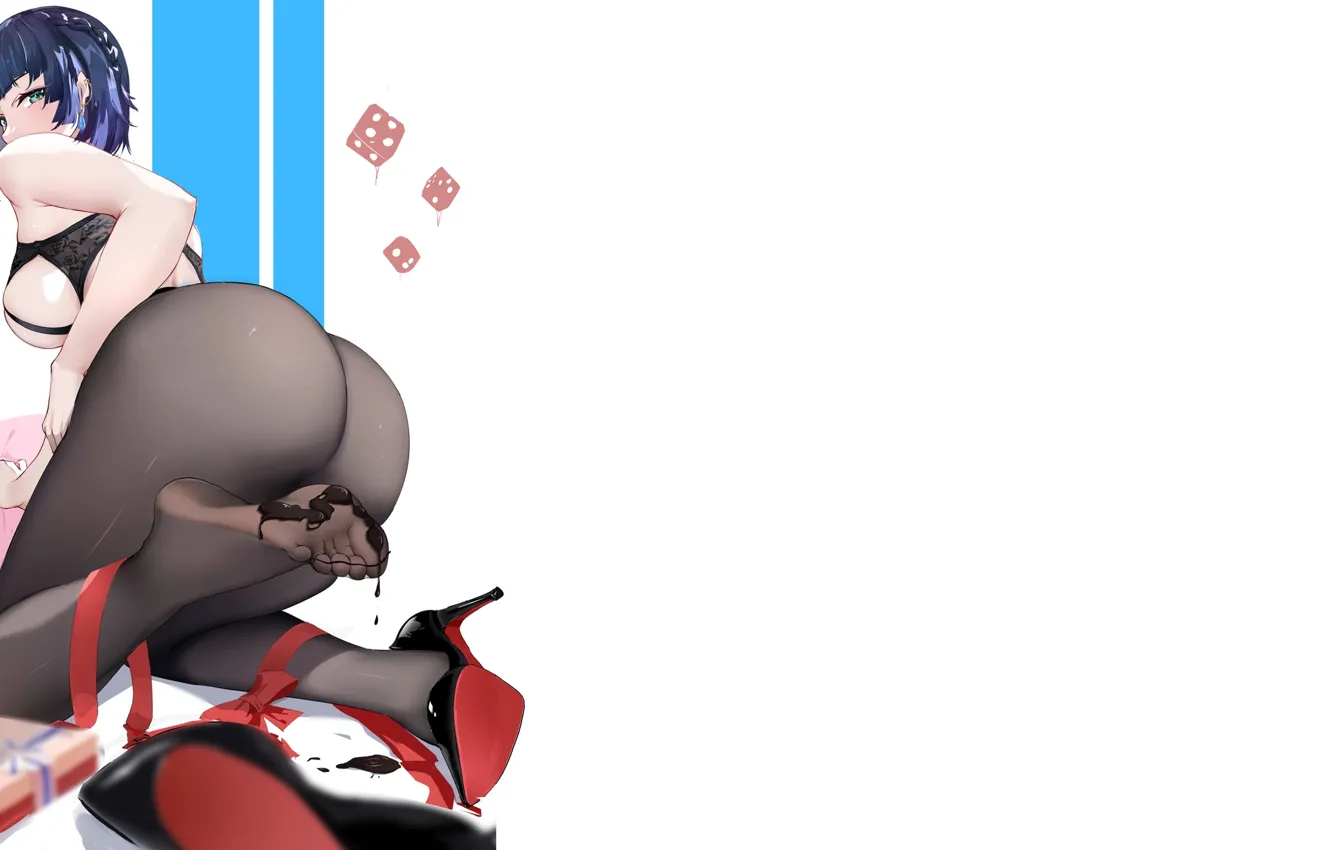 Photo wallpaper hot, sexy, ass, panties, anime, stockings, short hair, pretty