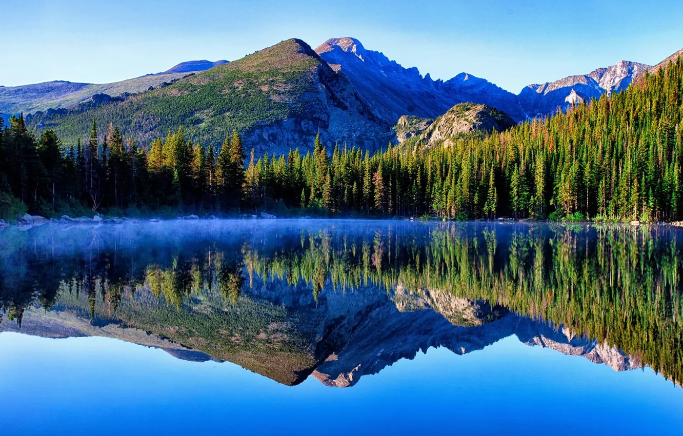 Photo wallpaper forest, landscape, nature, mountains, lake