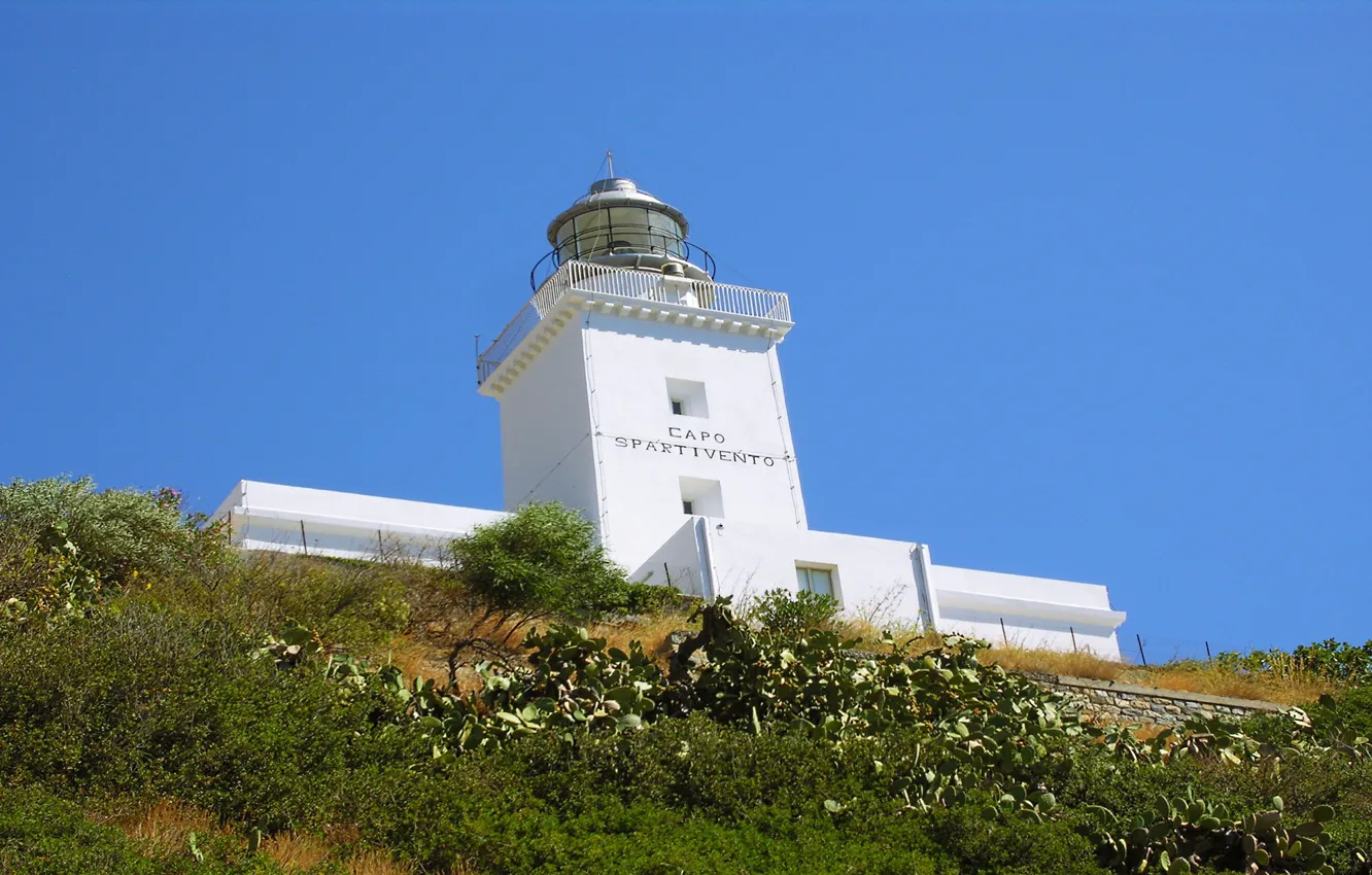 Photo wallpaper sky, Italy, nature, plants, lighthouse, sky blue, Calabria, Reggio Calabria