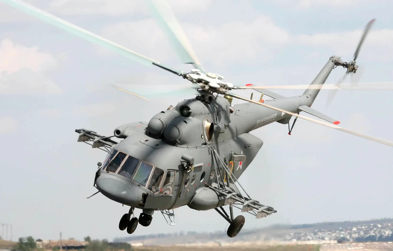 Photo wallpaper flight, helicopter, blades, Mi-8AMTSH, Mi-8AMTSh Terminator