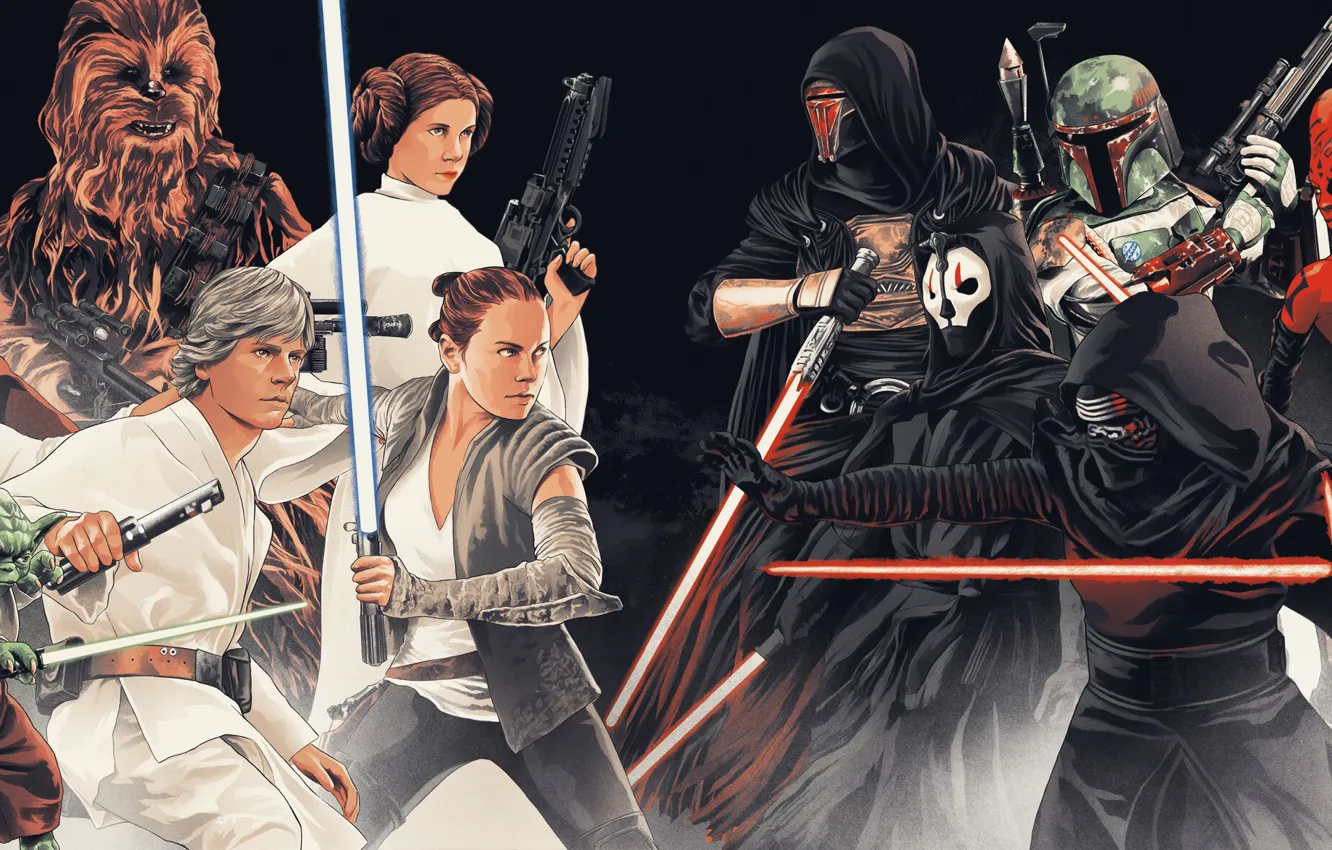 Photo wallpaper Star Wars, Obi-Wan Kenobi, Darth Maul, Darth Vader, Star Wars, Darth Vader, Iodine, Yoda