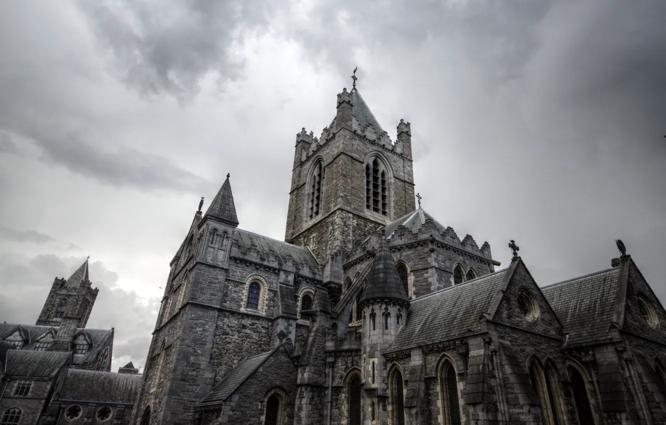 Photo wallpaper the sky, clouds, overcast, Ireland, Ireland, Dublin, Dublin, Gothic architecture