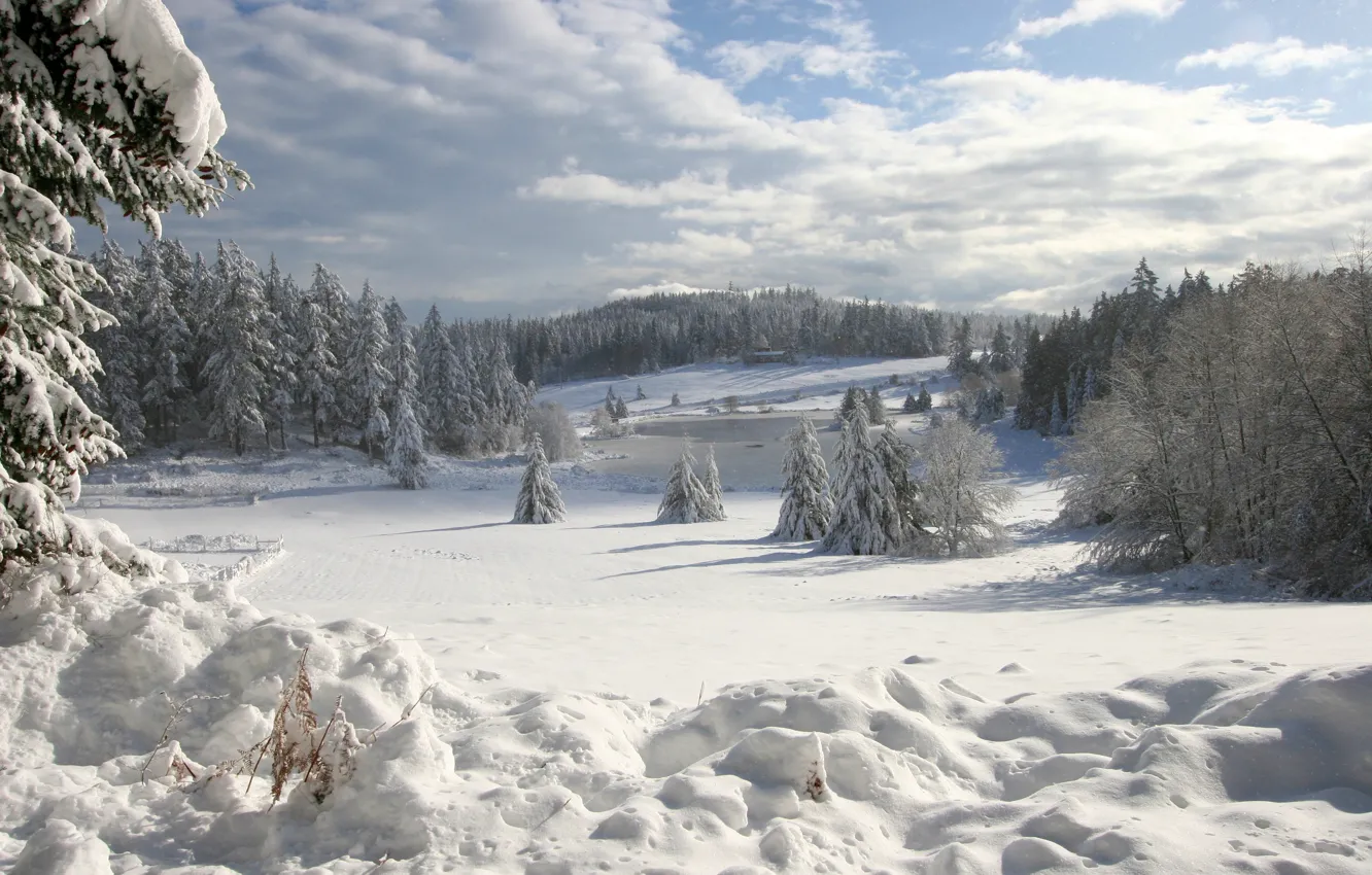 Photo wallpaper ice, winter, snow, lake, ate