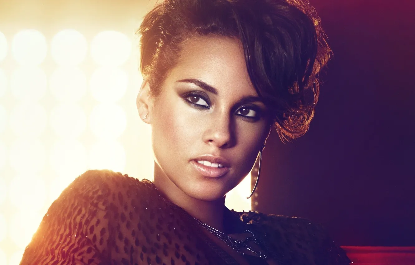 Photo wallpaper look, girl, music, makeup, hairstyle, singer, Alicia Keys