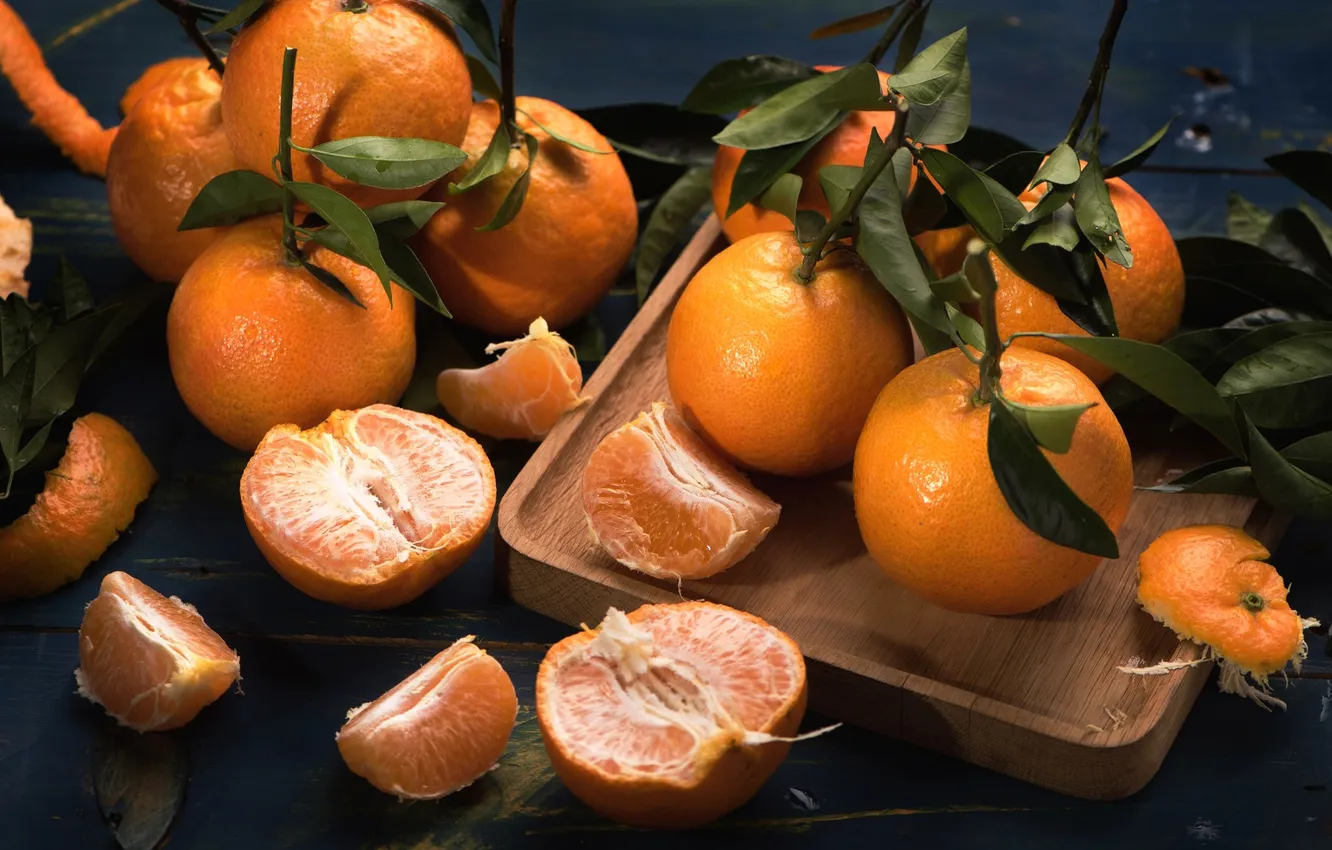 Photo wallpaper fruit, citrus, tangerines