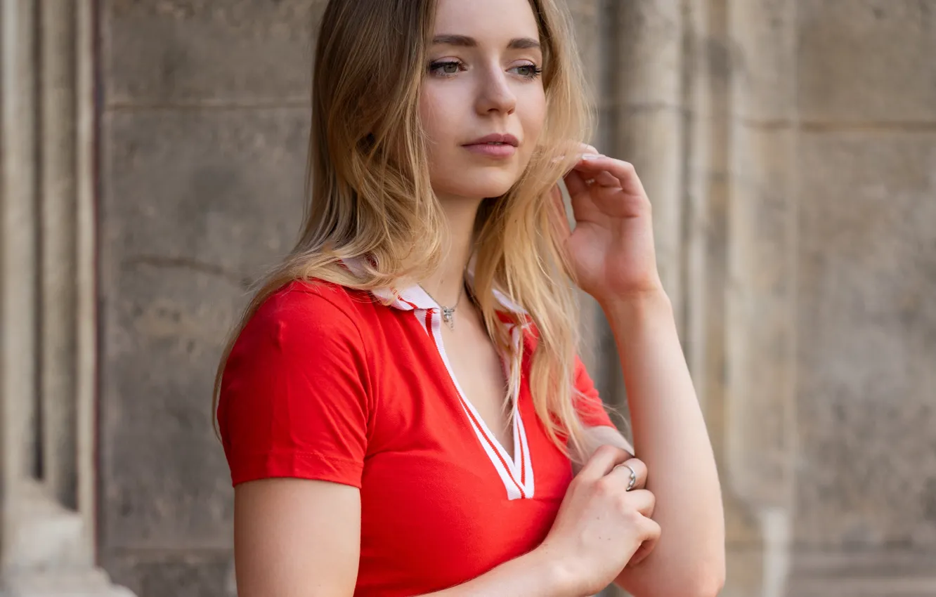 Photo wallpaper pose, model, portrait, hands, makeup, dress, hairstyle, beauty