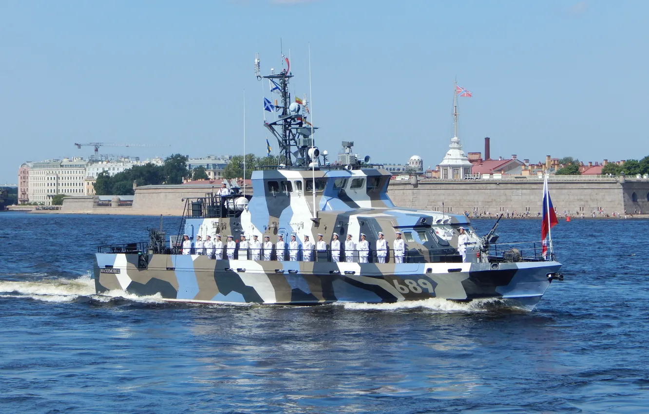 Photo wallpaper boat, Neva, anti-sabotage, Nakhimovets