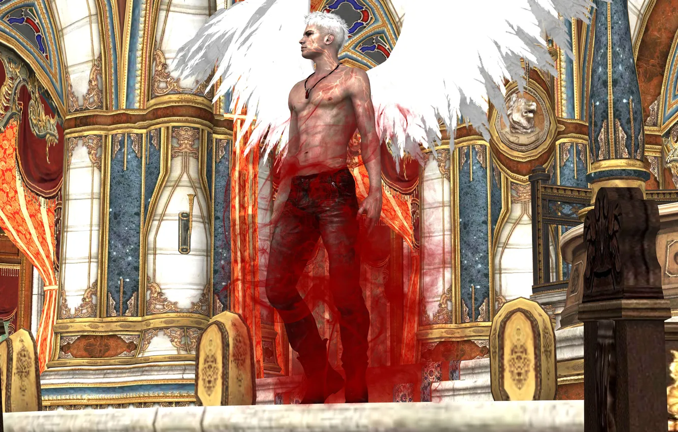 Photo wallpaper wings, rage, Dante, DMC, Devil May Cry 5, dark angel