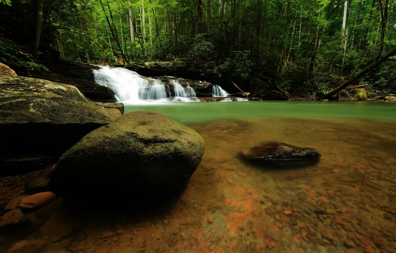Photo wallpaper water, river, stones, waterfall, stream, river, water, rocks
