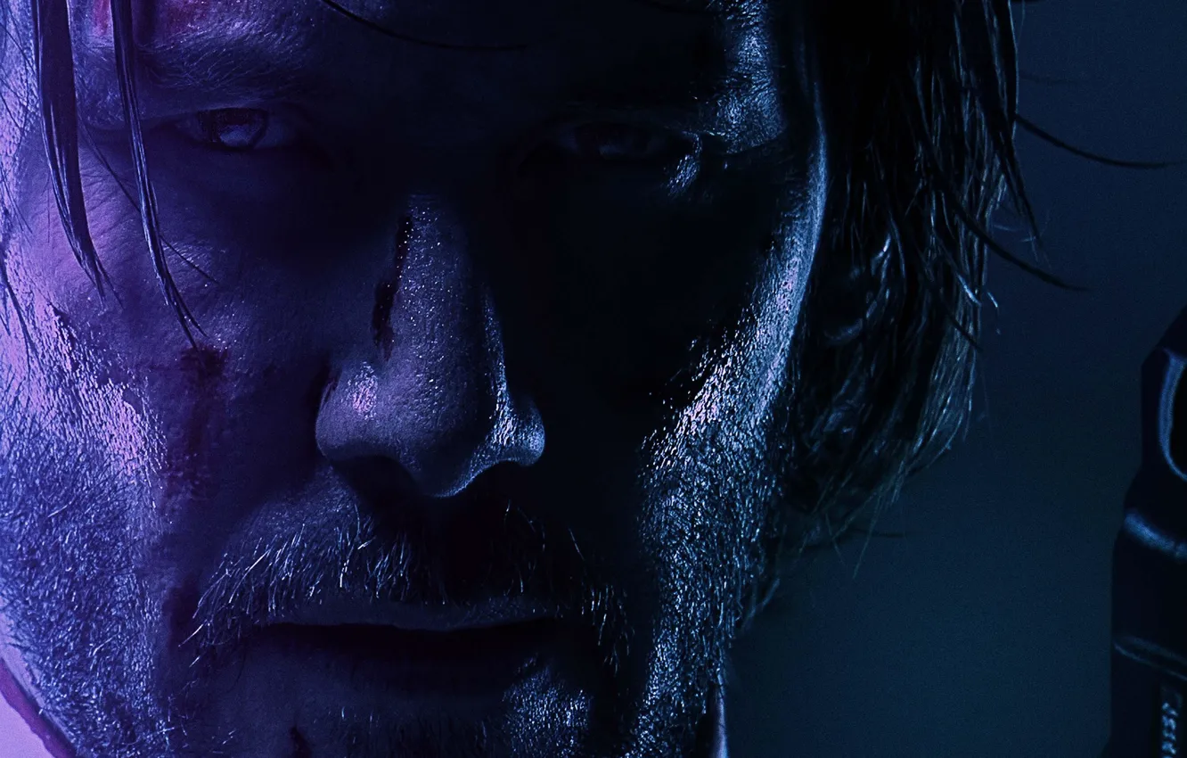 Photo wallpaper eyes, look, gun, beard, Keanu Reeves, Keanu Reeves, John Wick 2, John Wick: Chapter Two