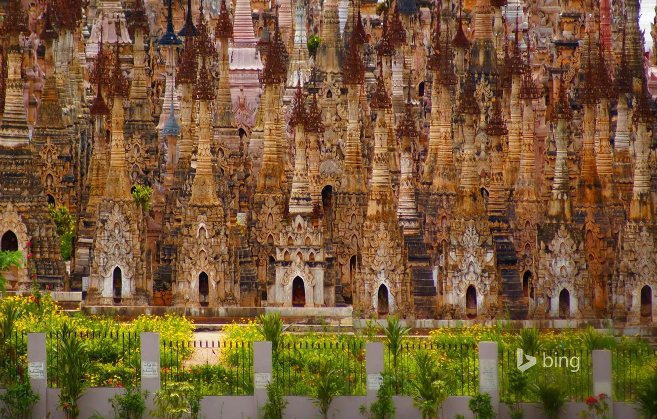 Photo wallpaper the fence, plant, Myanmar, stupa, Kakku