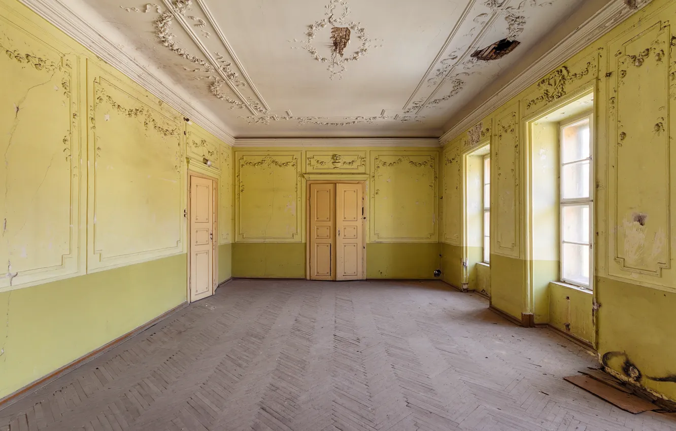 Photo wallpaper room, the door, window, sunlight