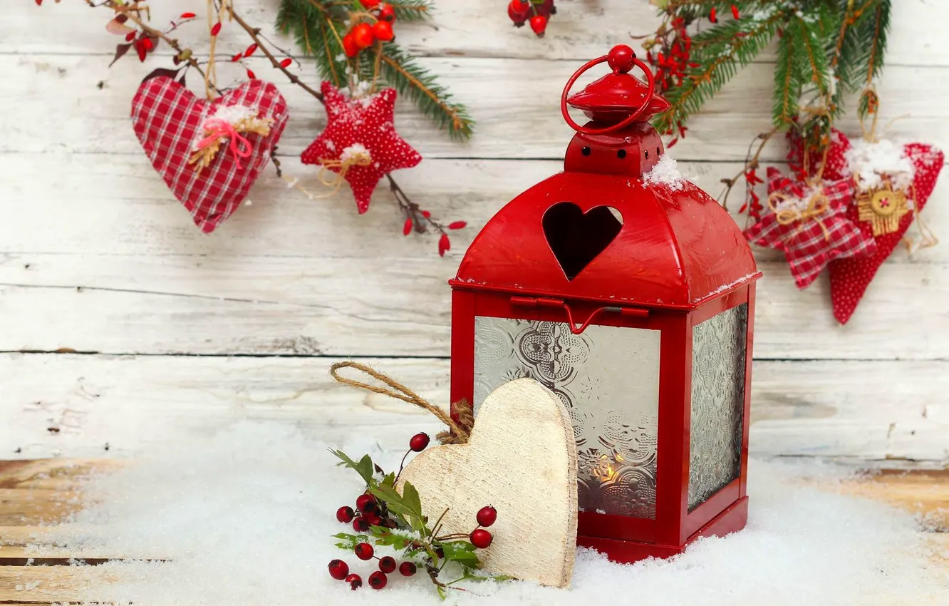 Photo wallpaper winter, stars, snow, holiday, heart, new year, candles, Christmas