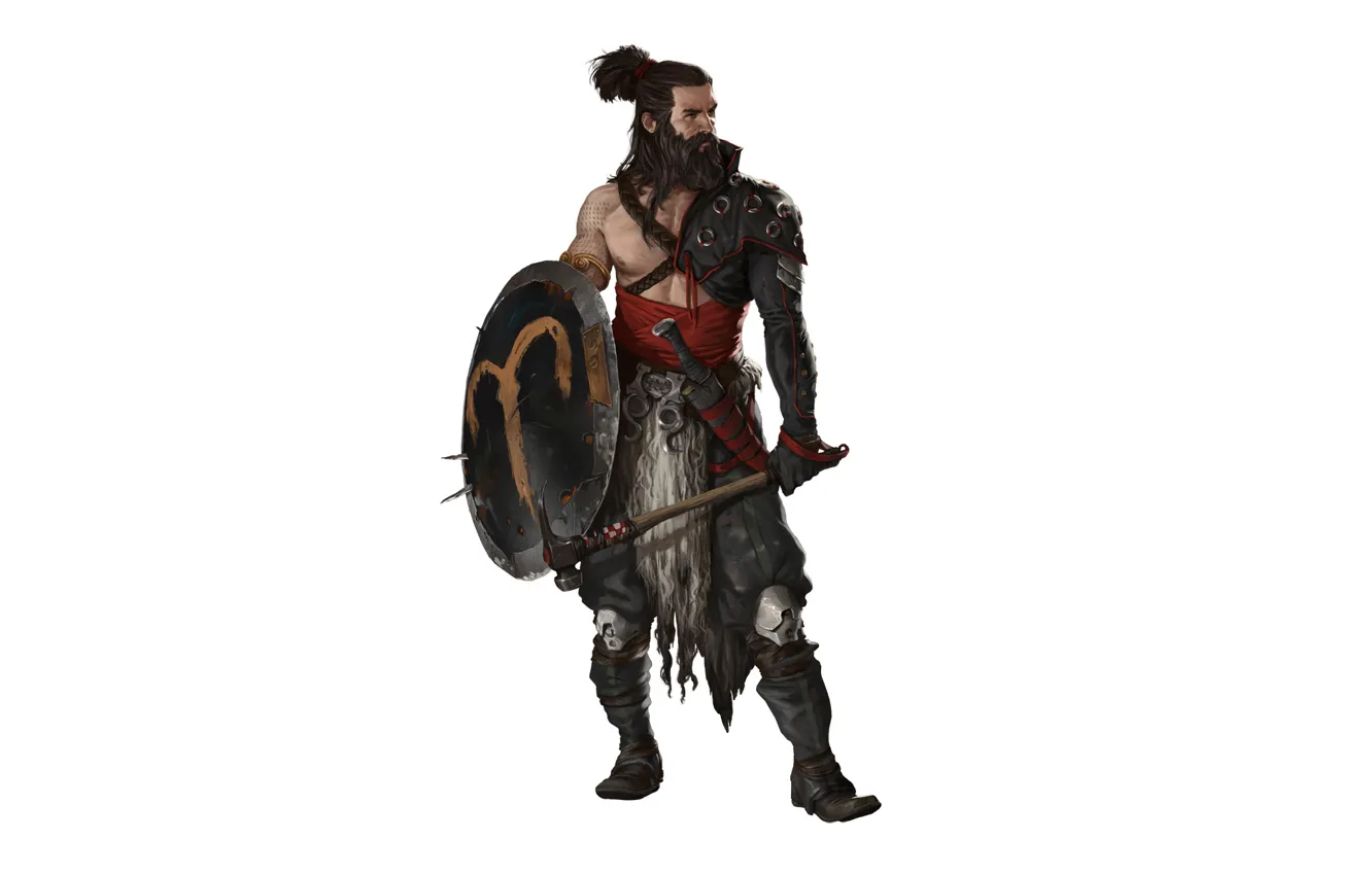 Photo wallpaper weapons, body, hammer, warrior, shield