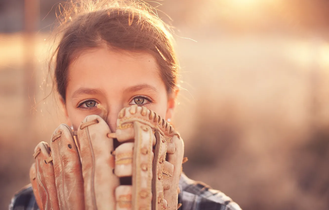 Photo wallpaper sport, girl, glove, baseball