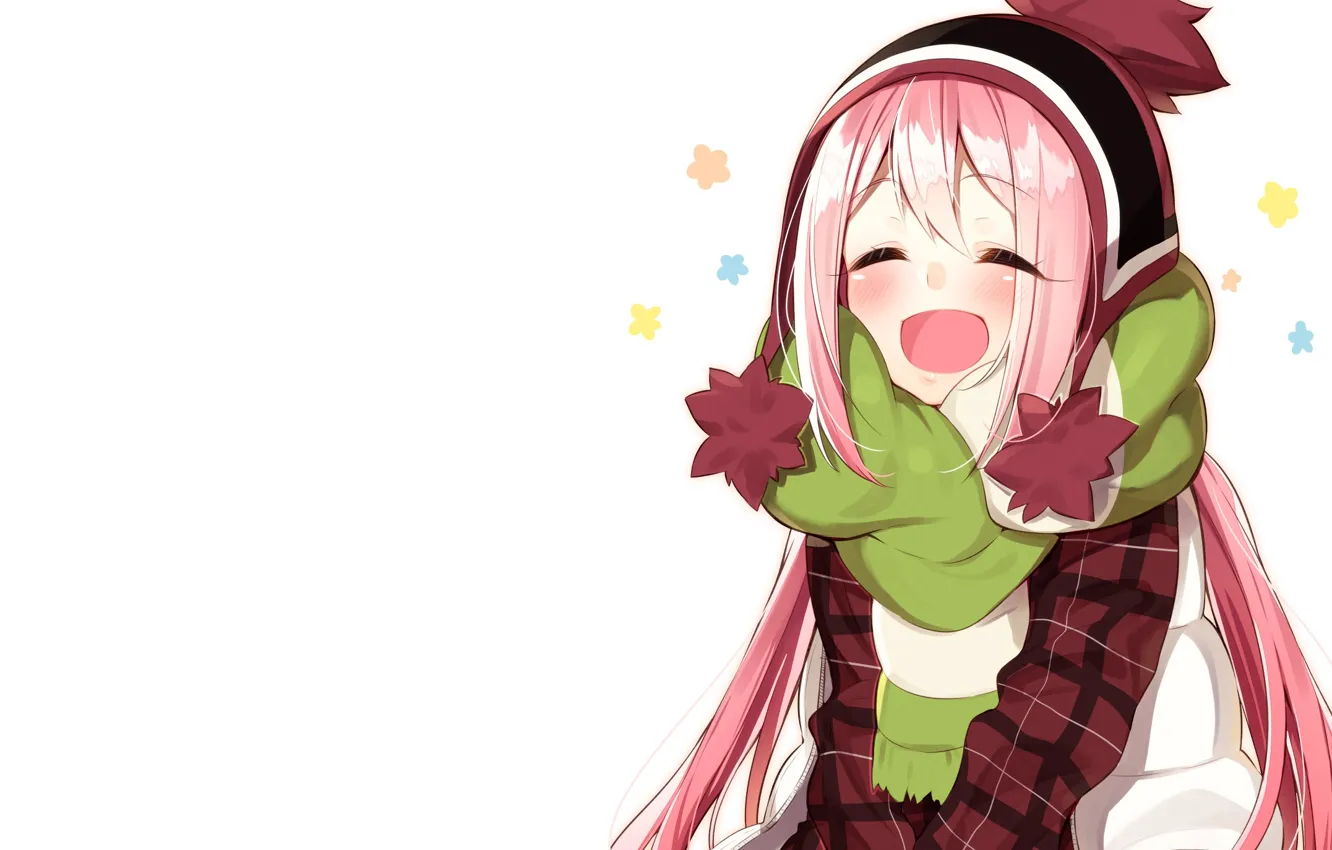 Photo wallpaper smile, hat, girl, white background