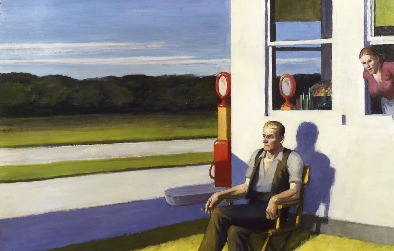 Photo wallpaper 1956, Edward Hopper, Four Lane Road