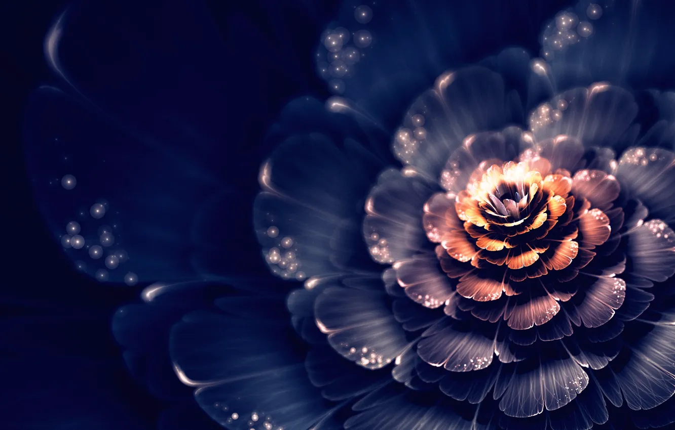 Photo wallpaper flower, light, abstraction, graphics, spot, fractal, bokeh