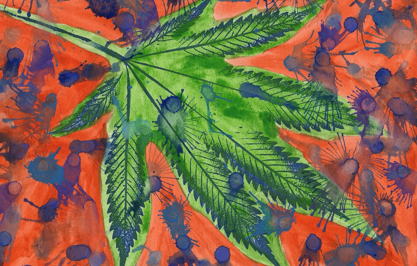 Photo wallpaper leaves, style, background, paint