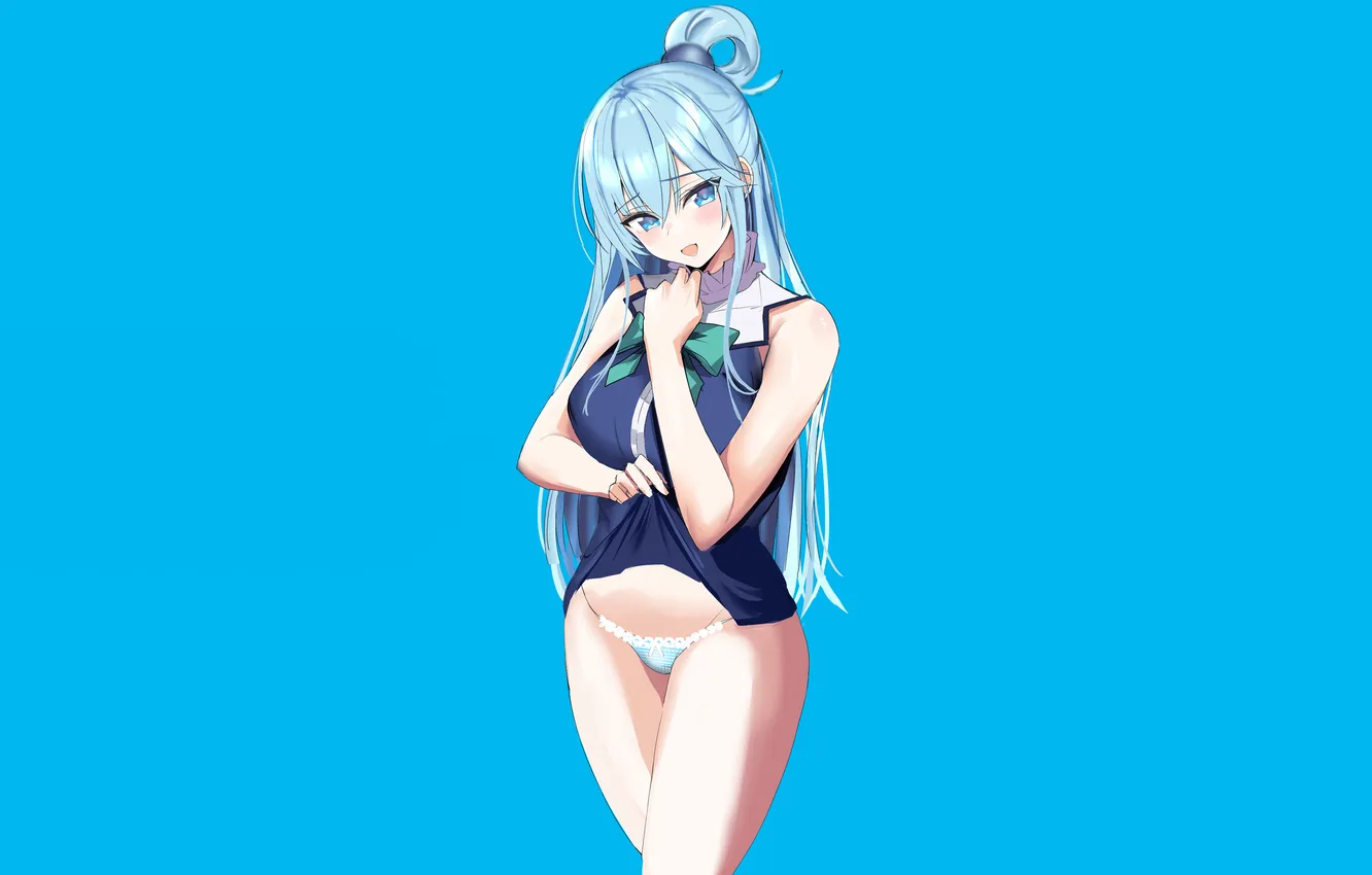 Photo wallpaper girl, sexy, lingerie, blouse, panties, long hair, anime, Aqua