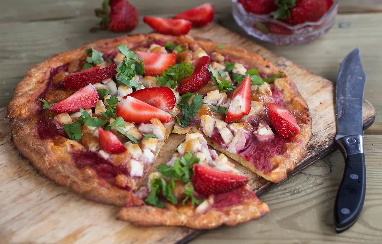 Photo wallpaper strawberry, pizza, sweet