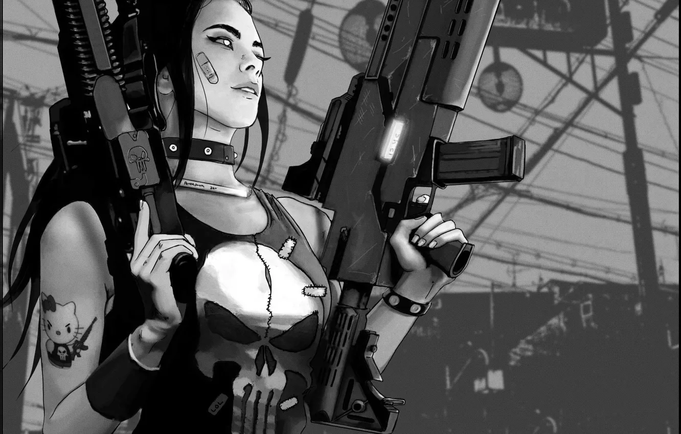 Photo wallpaper girl, weapons, the Punisher, Punicher, Patty Rahkola