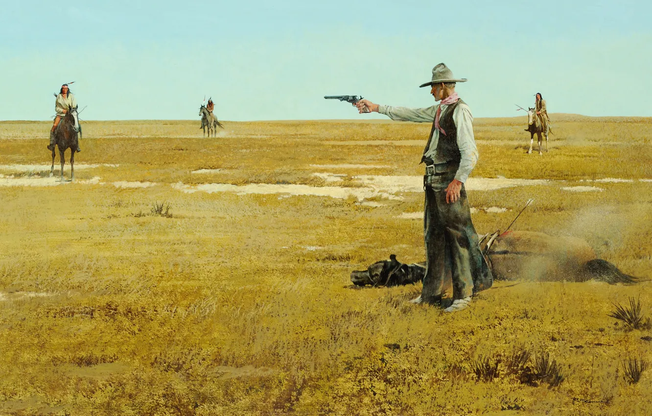 Photo wallpaper the sky, picture, Prairie, Indian, Sheriff, Robert McGinnis, First Move