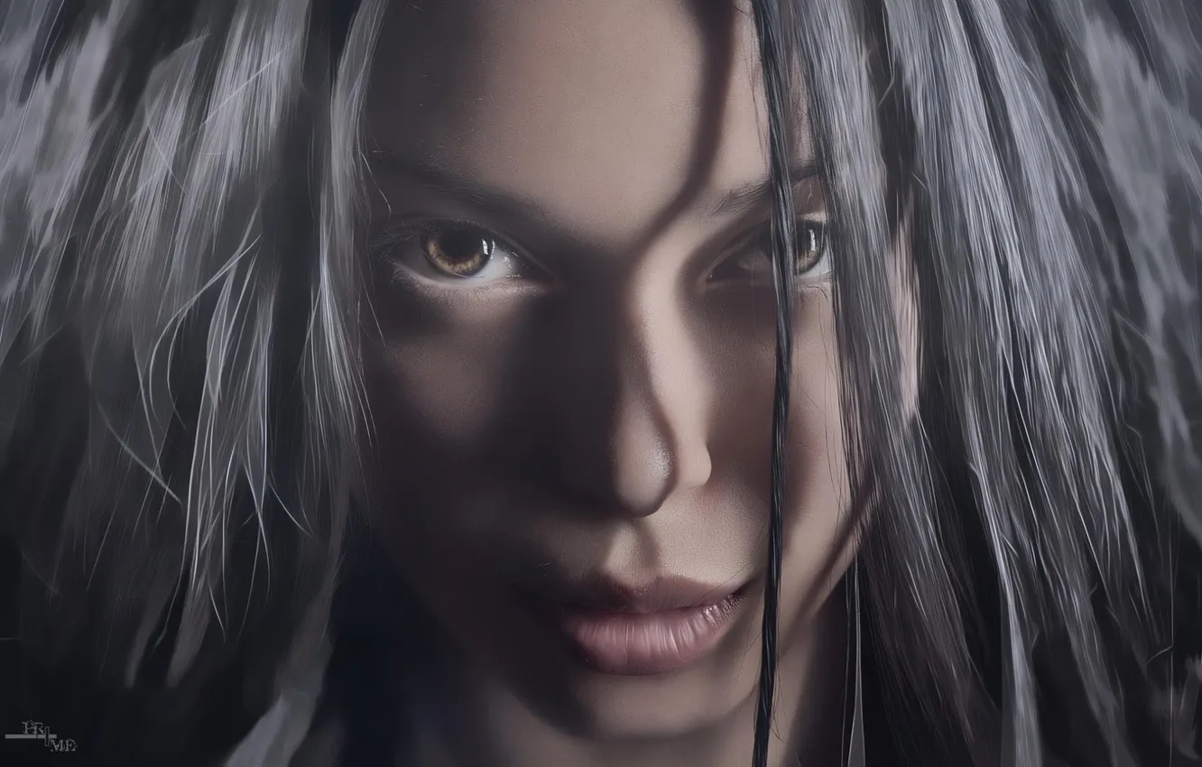 Photo wallpaper eyes, look, sexy, hairstyle, lips, beauty, photographer, disheveled