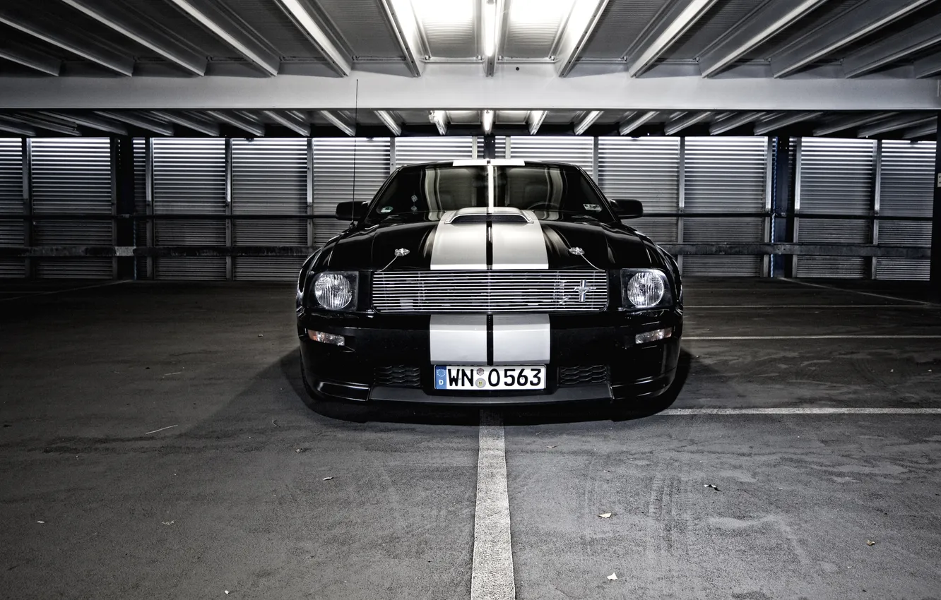 Photo wallpaper strip, black, Mustang, ford, Ford, ford mustang, white stripes