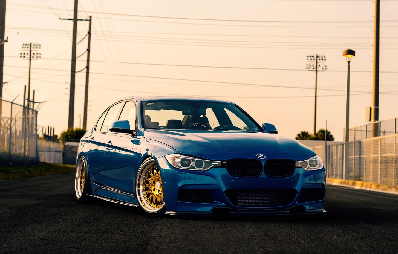 Photo wallpaper BMW, blue, F30, Sedan, 3 Series