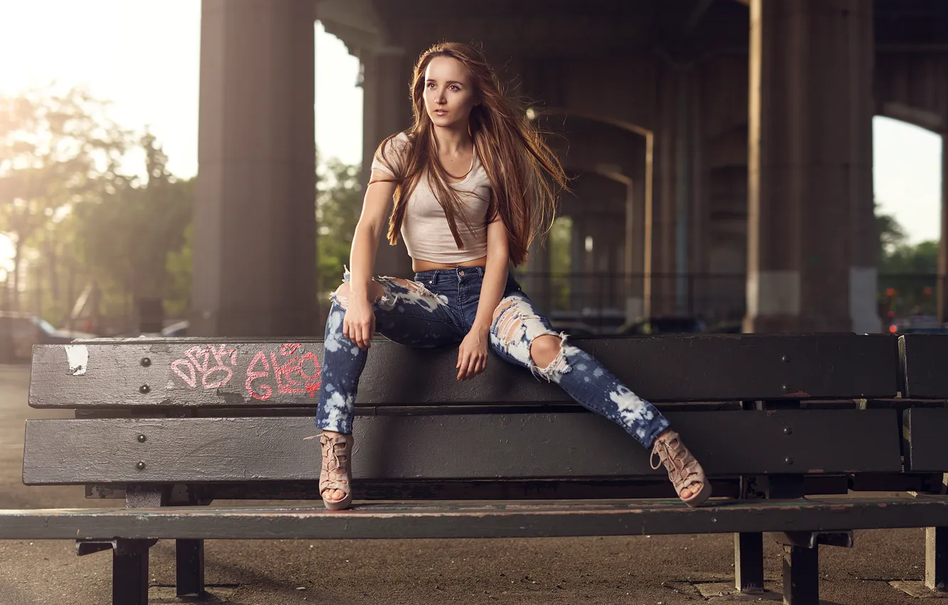 Photo wallpaper look, girl, face, hair, makeup, beautiful, curls