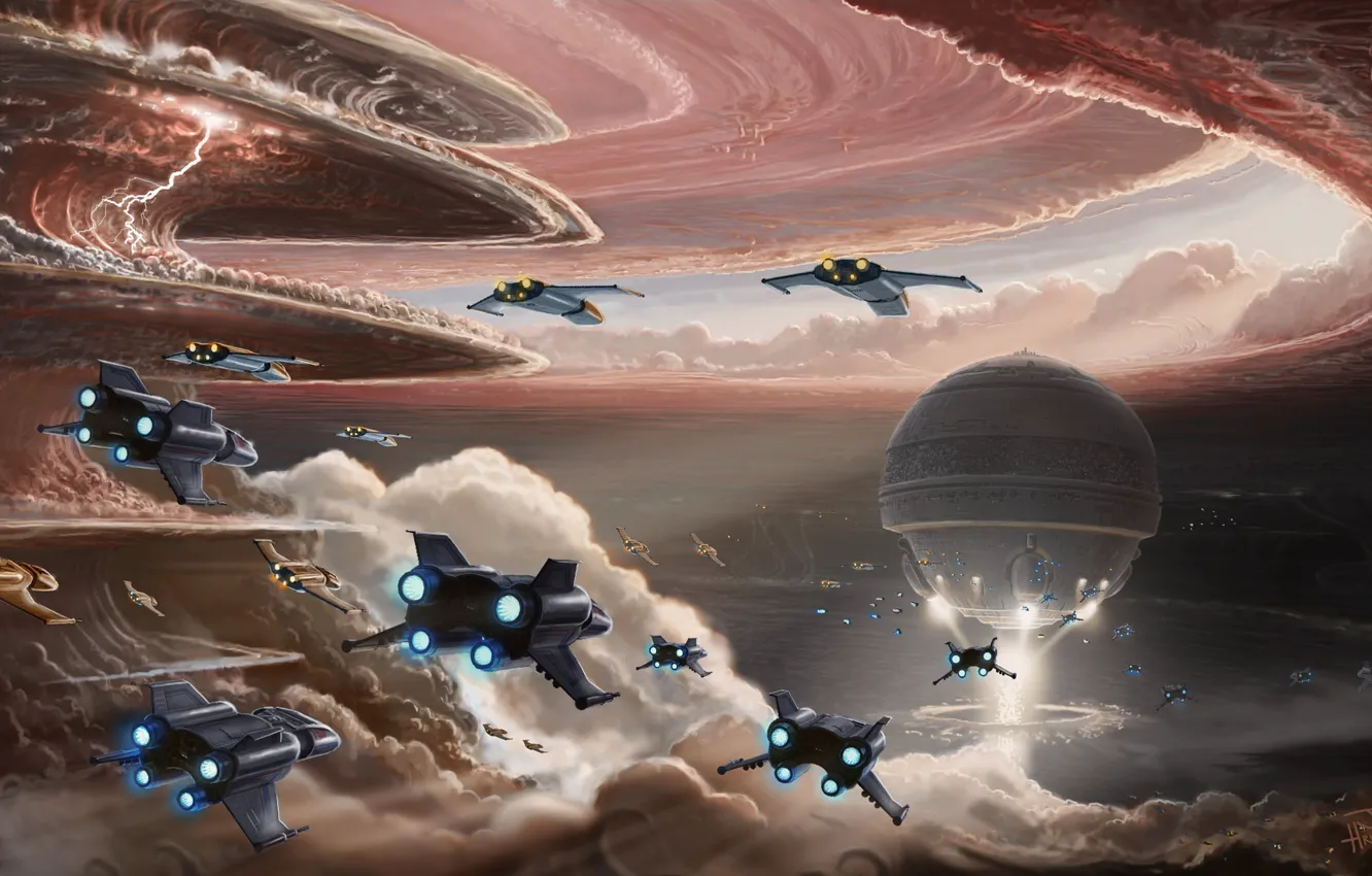 Photo wallpaper space, spaceships, Jupiter Assault