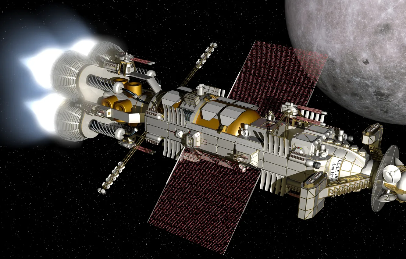 Photo wallpaper space, the moon, starship