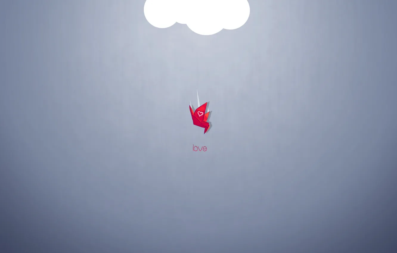 Photo wallpaper red, freefall, paper crane