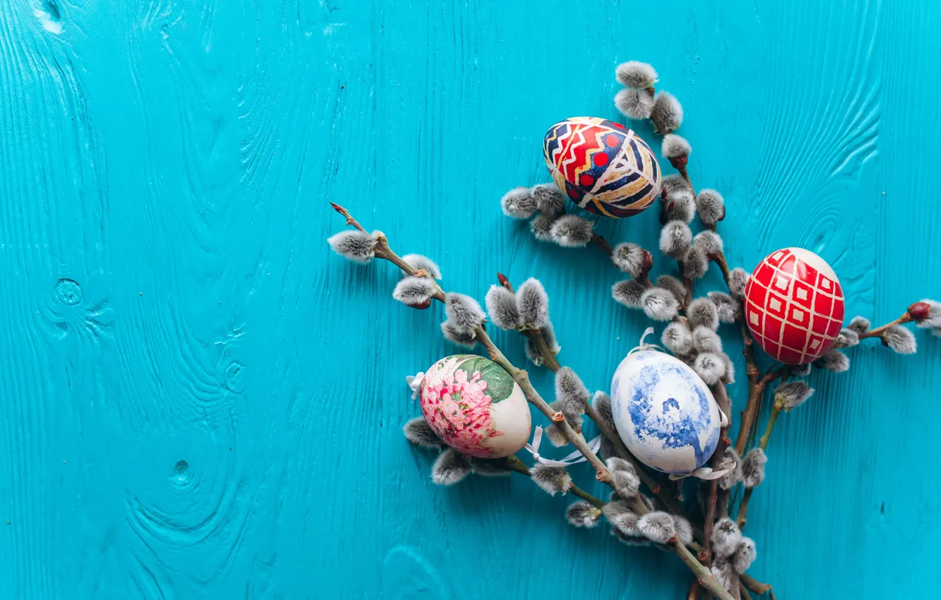 Photo wallpaper background, eggs, spring, Easter, Holiday, Verba, twigs