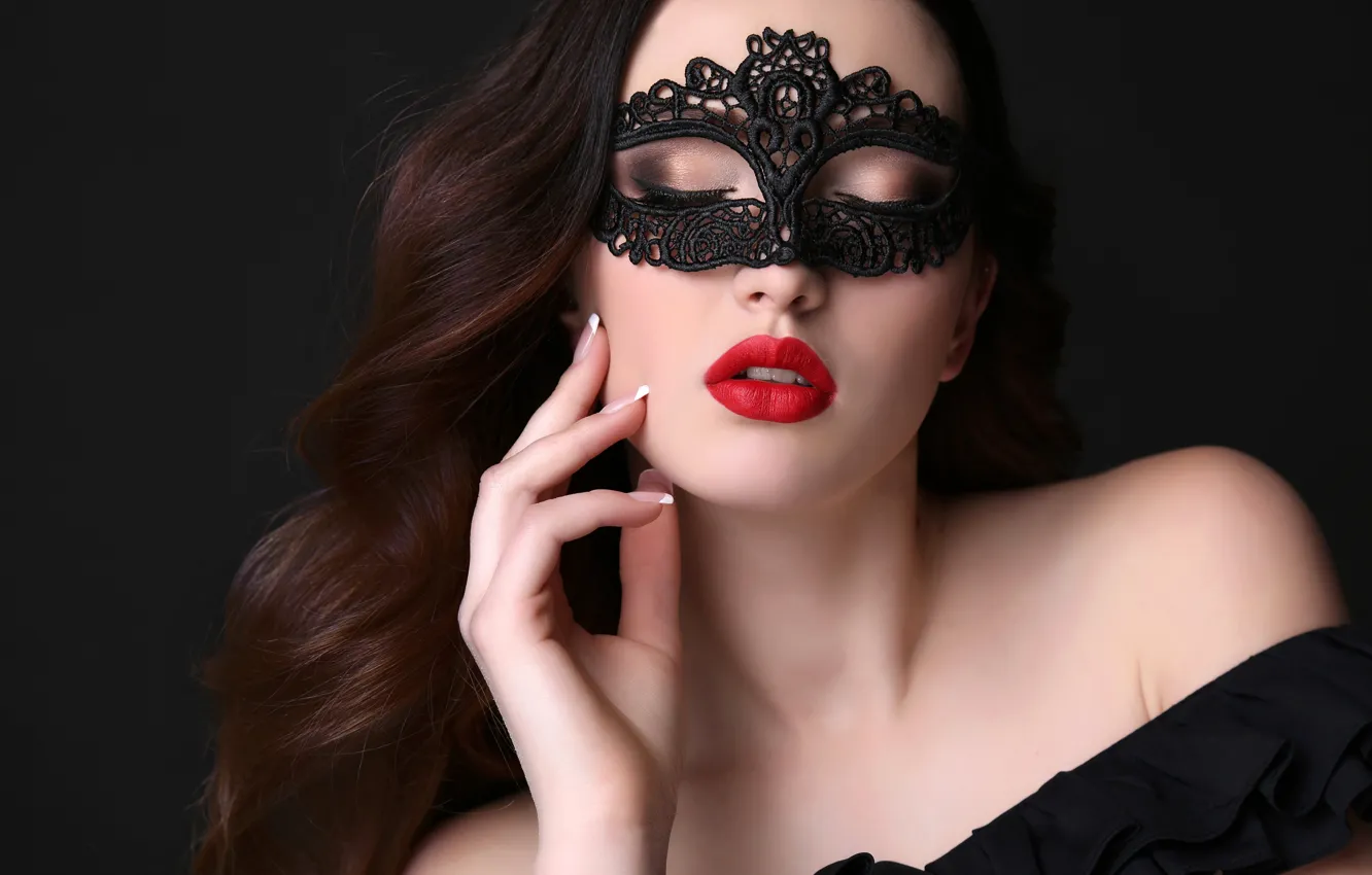 Photo wallpaper face, pose, hand, portrait, makeup, mask, hairstyle, lips