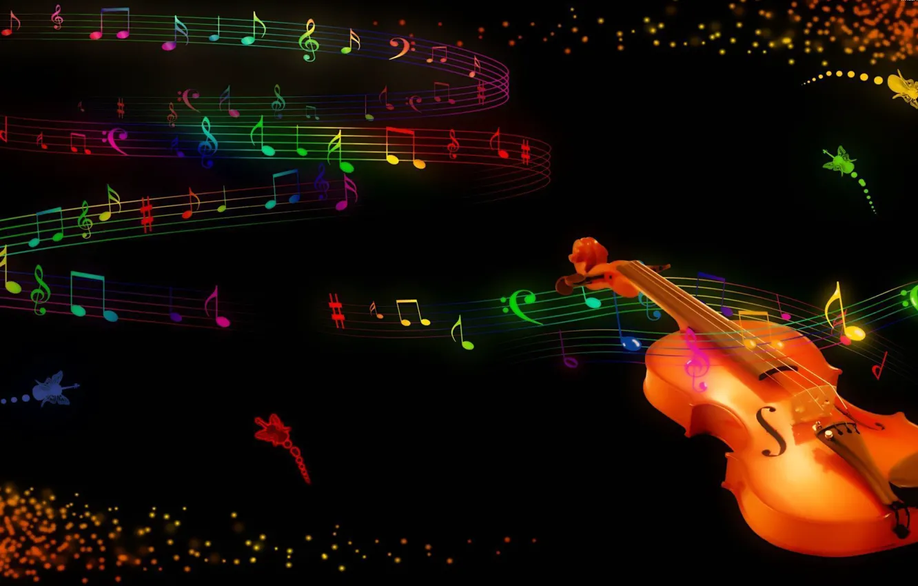 Photo wallpaper notes, violin, color, tool