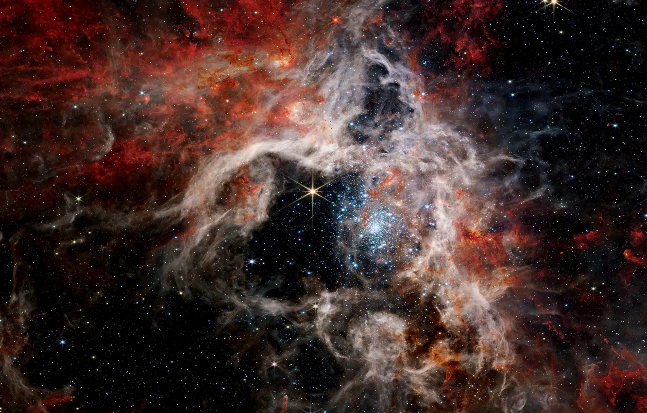 Photo wallpaper NGC 2070, LMC, The Tarantula Nebula, The Large Magellanic Cloud, 30 Doradus, H II region, …