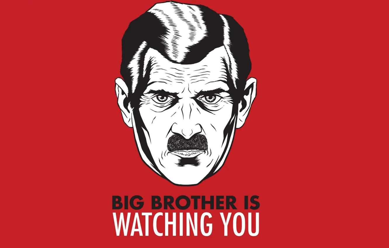 Photo wallpaper mustache, 1984, big brother, Orwell, surveillance, big brother