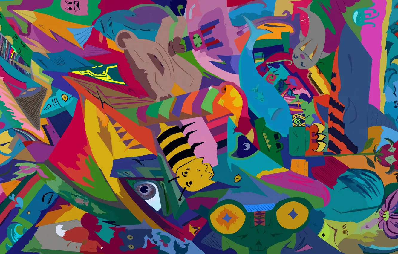 Photo wallpaper colors, animals, Sketch, Acid