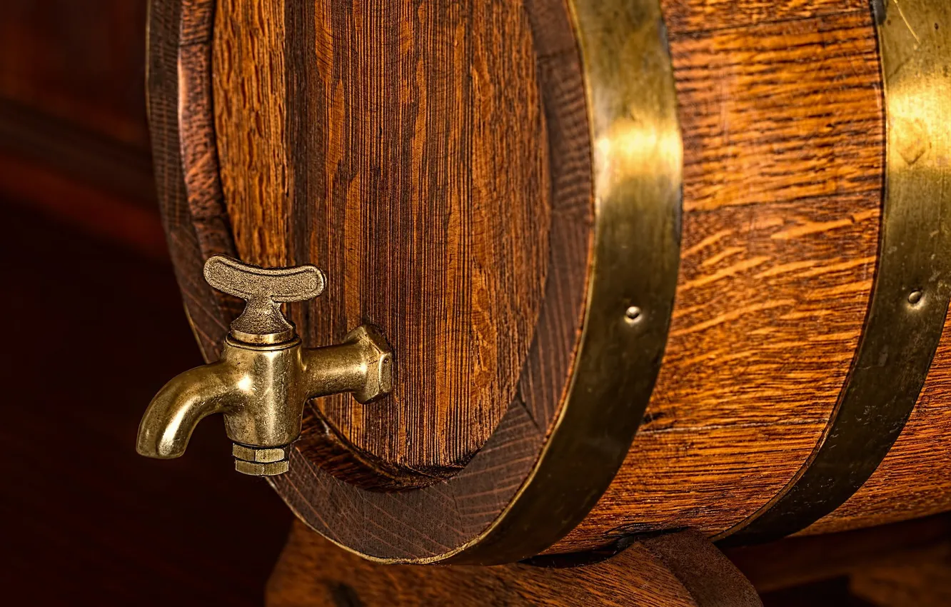Photo wallpaper metal, wood, beer barrel