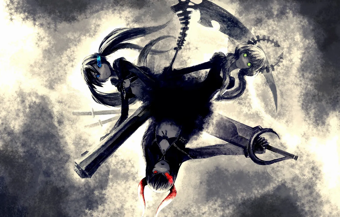 Photo wallpaper eyes, girl, weapons, girl, black rock shooter, anime