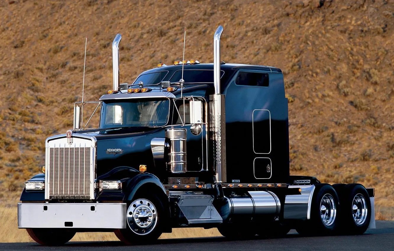 Photo wallpaper black, Truck, cabin, chrome