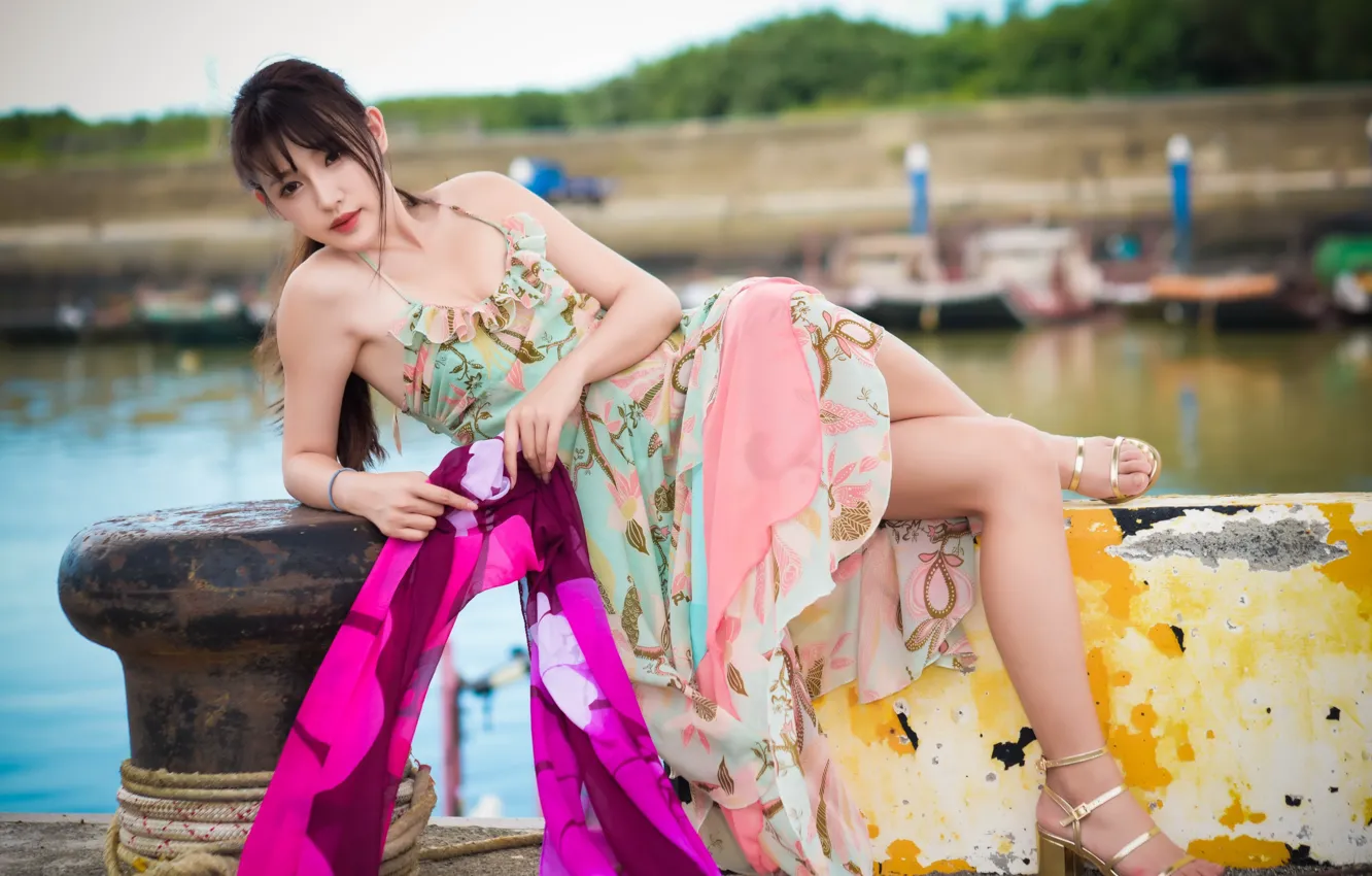 Photo wallpaper girl, background, Asian