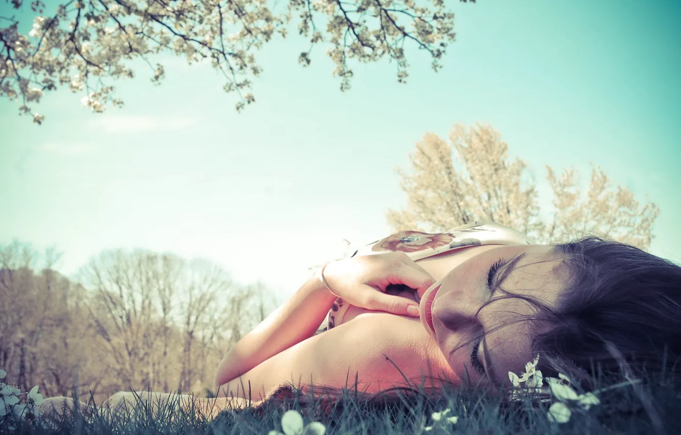 Photo wallpaper summer, girl, sleep