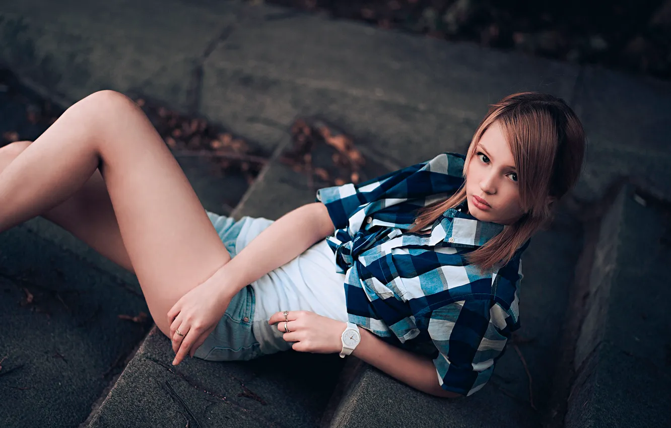 Photo wallpaper shorts, steps, shirt, legs, Emily Browning, similar to, Elya