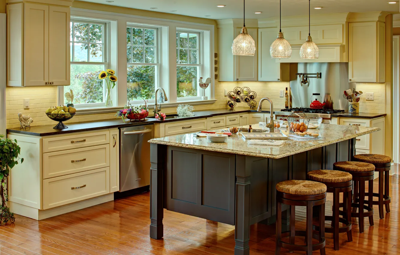 Photo wallpaper house, design, style, interior, cozy, kitchen