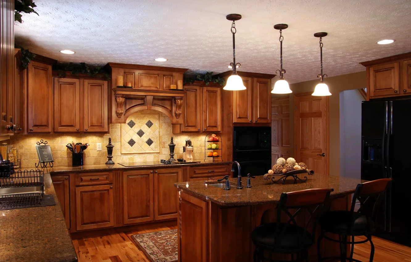 Photo wallpaper style, furniture, home, interior, kitchen, headsets